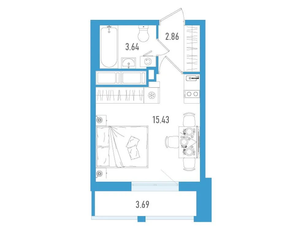 Продается студия, 23 м² - Фото 1