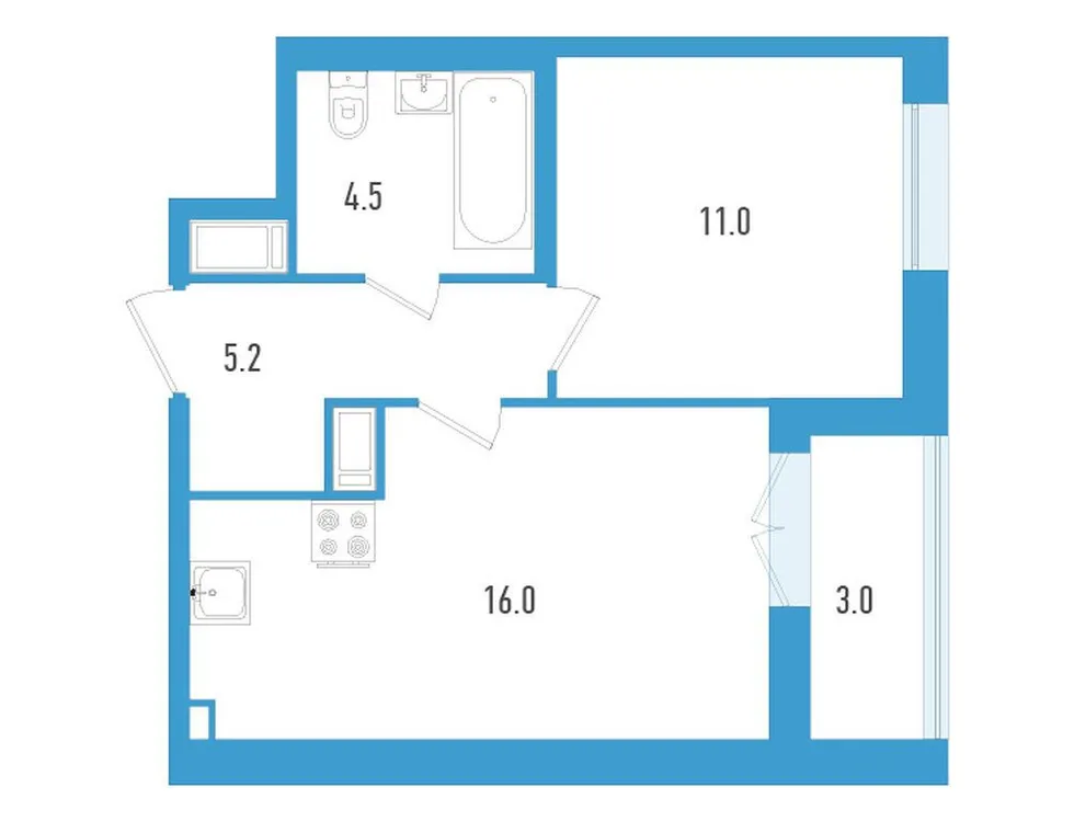 Продается 1-комнатная квартира, 38,2 м² - Фото 1
