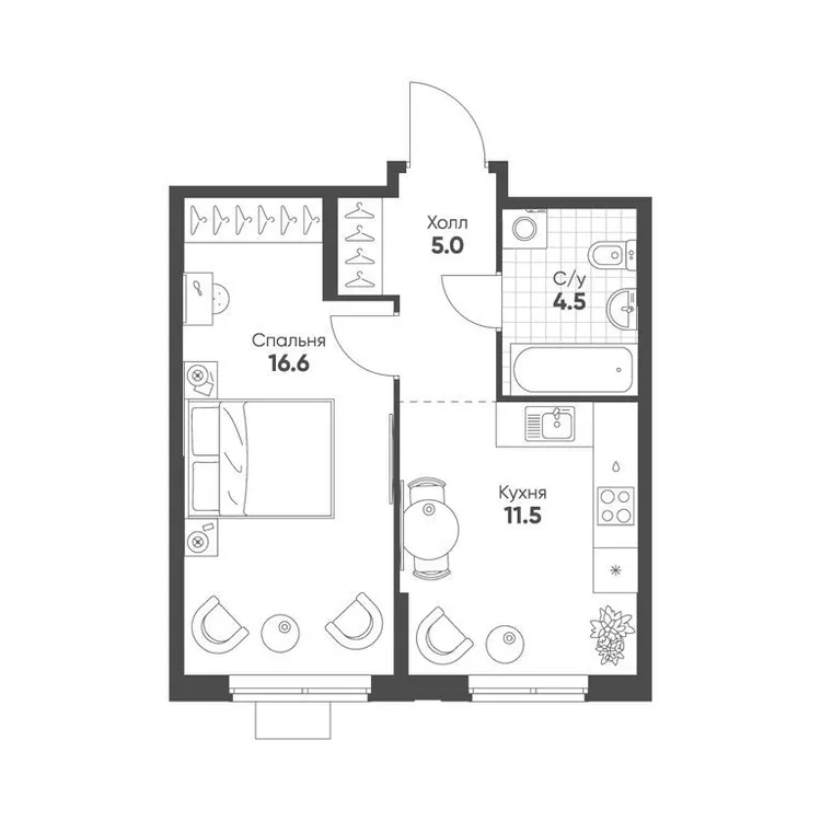 Продается 1-комнатная квартира, 37,6 м² - Фото 1