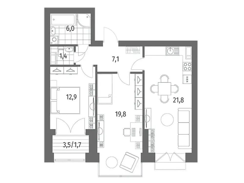 Продается 2-комнатная квартира, 70,8 м² - Фото 1