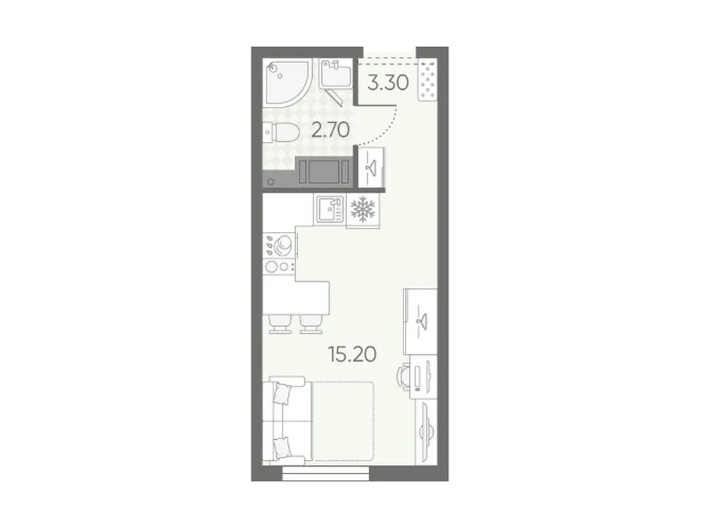 Продается студия, 21,2 м² - Фото 2