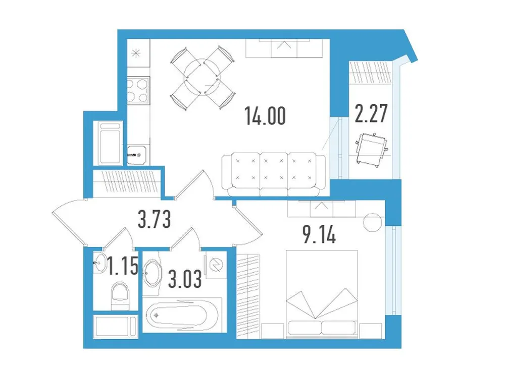Продается 1-комнатная квартира, 32,2 м² - Фото 2
