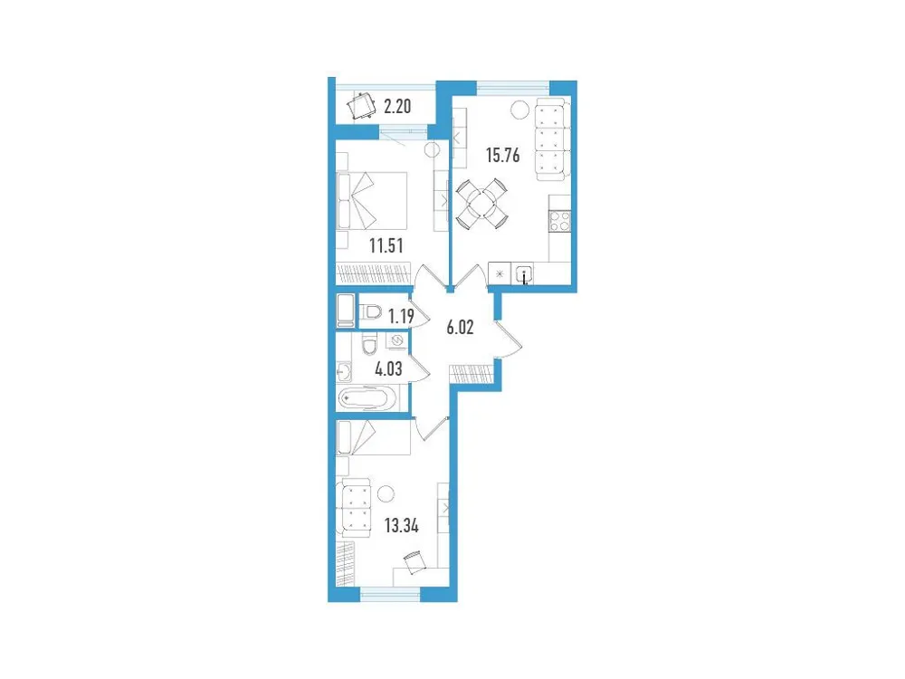 Продается 2-комнатная квартира, 52,5 м² - Фото 2