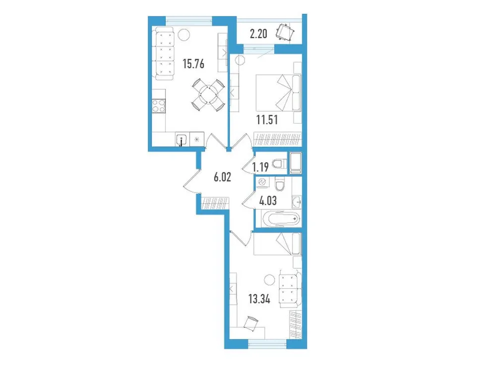 Продается 2-комнатная квартира, 52,5 м² - Фото 2