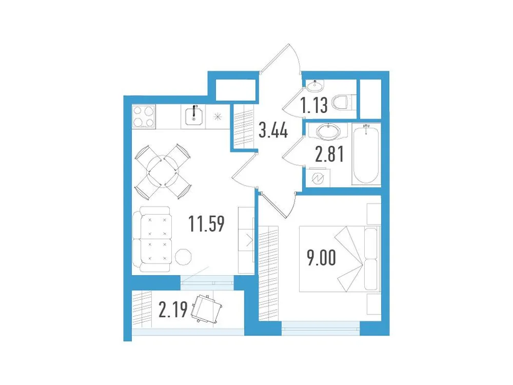 Продается 1-комнатная квартира, 28,1 м² - Фото 2
