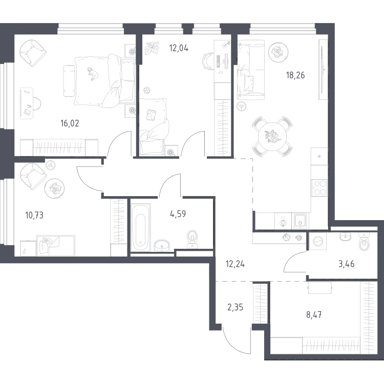Продается 3-комнатная квартира, 88,2 м² - Фото 2