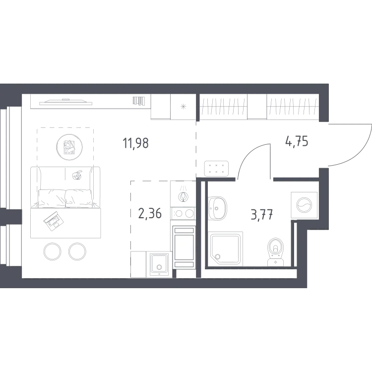 Продается студия, 22,9 м² - Фото 2