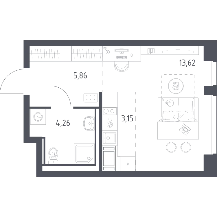 Продается студия, 26,9 м² - Фото 2