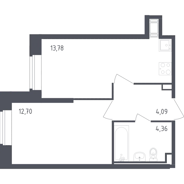 Продается 1-комнатная квартира, 34,9 м² - Фото 2