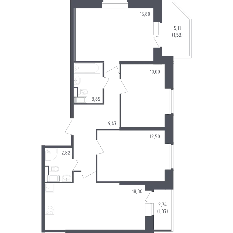 Продается 3-комнатная квартира, 75,6 м² - Фото 2