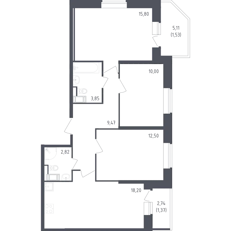 Продается 3-комнатная квартира, 75,5 м² - Фото 2
