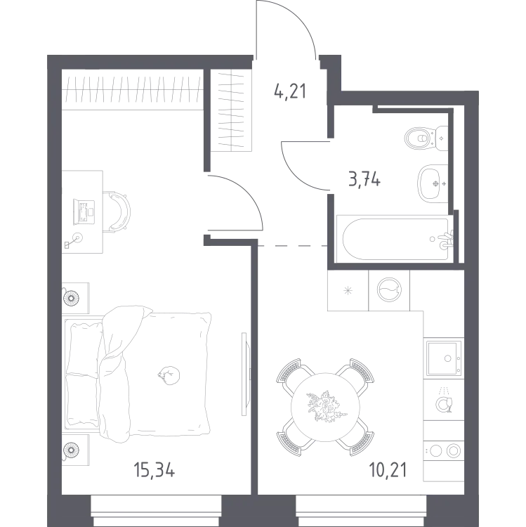 Продается 1-комнатная квартира, 33,5 м² - Фото 2