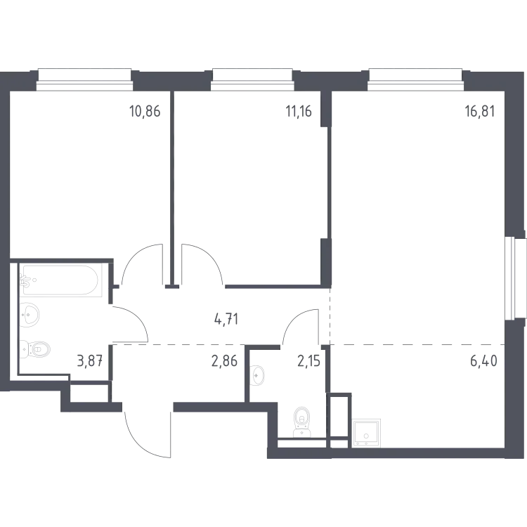 Продается 2-комнатная квартира, 58,8 м² - Фото 2
