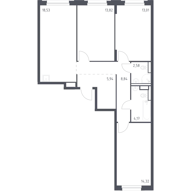 Продается 3-комнатная квартира, 81,2 м² - Фото 2