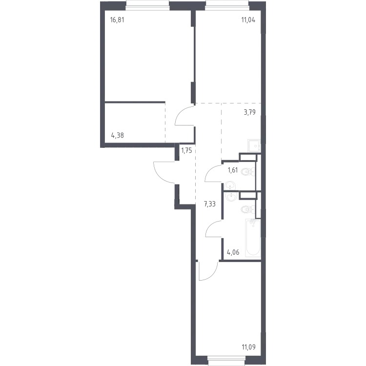 Продается 2-комнатная квартира, 61,9 м² - Фото 2