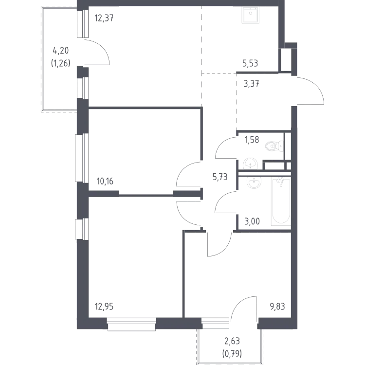 Продается 3-комнатная квартира, 66,6 м² - Фото 2