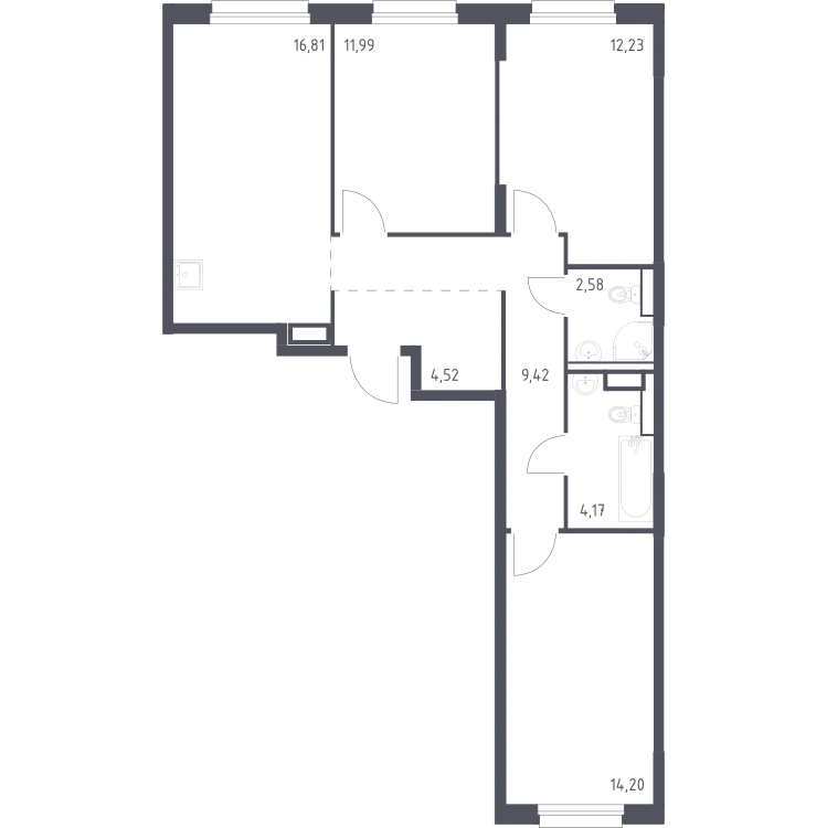 Продается 3-комнатная квартира, 75,9 м² - Фото 2