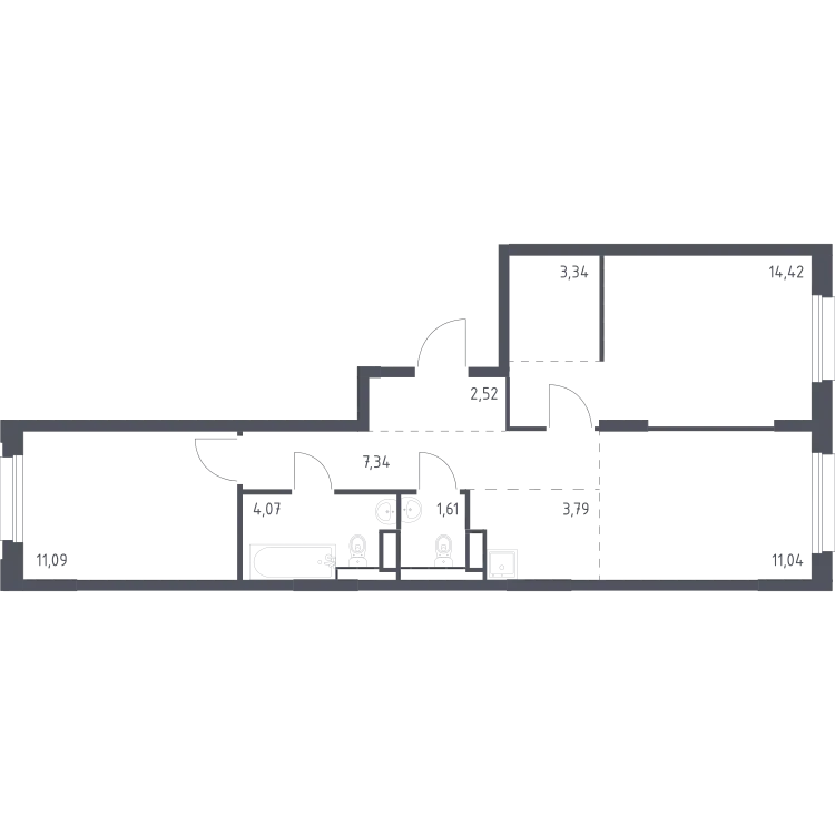 Продается 2-комнатная квартира, 59,2 м² - Фото 2