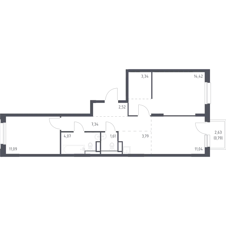 Продается 2-комнатная квартира, 60 м² - Фото 2