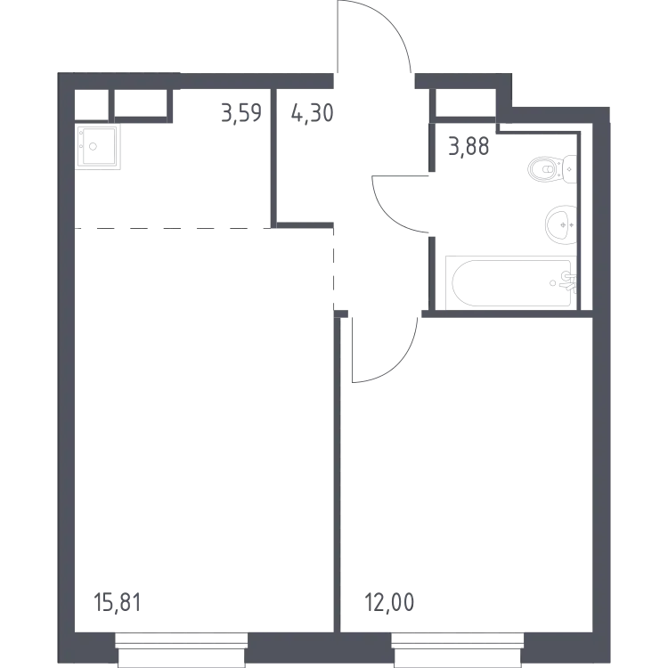 Продается 1-комнатная квартира, 39,6 м² - Фото 2