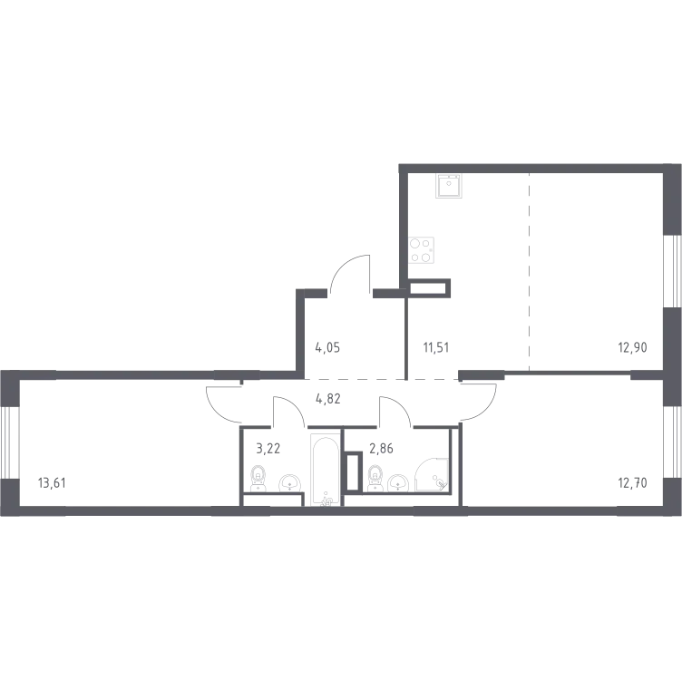 Продается 2-комнатная квартира, 65,7 м² - Фото 2