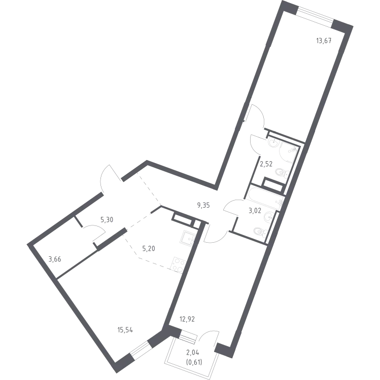 Продается 2-комнатная квартира, 71,8 м² - Фото 2