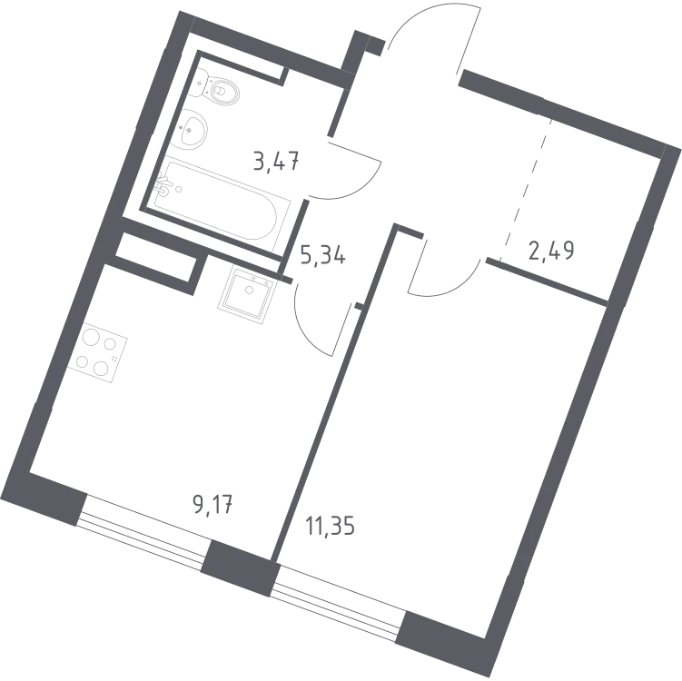 Продается 1-комнатная квартира, 31,8 м² - Фото 2