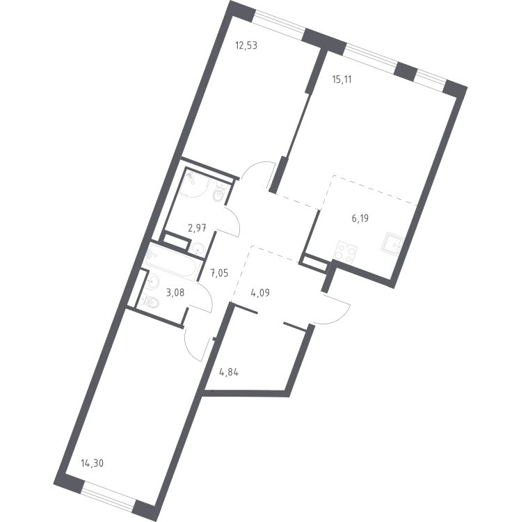 Продается 2-комнатная квартира, 70,2 м² - Фото 2