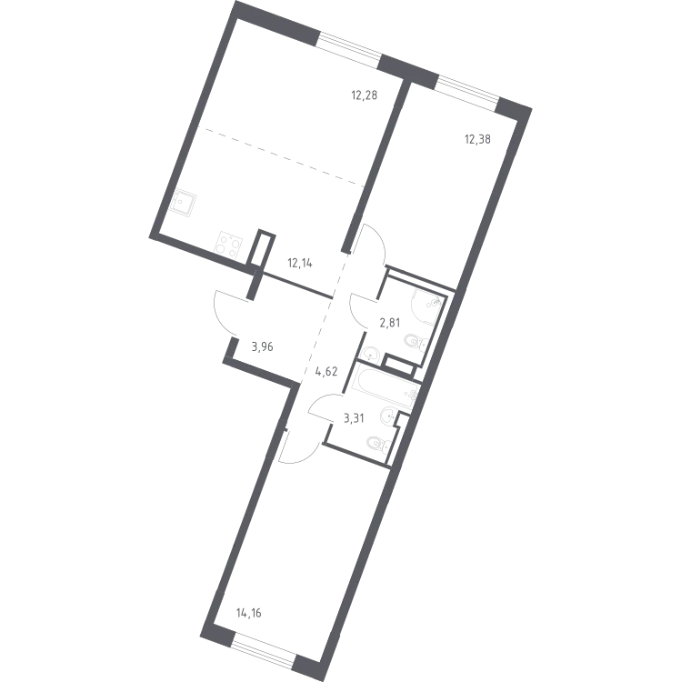 Продается 2-комнатная квартира, 65,7 м² - Фото 2