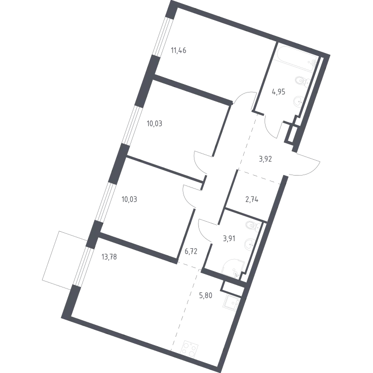 Продается 3-комнатная квартира, 73,3 м² - Фото 2