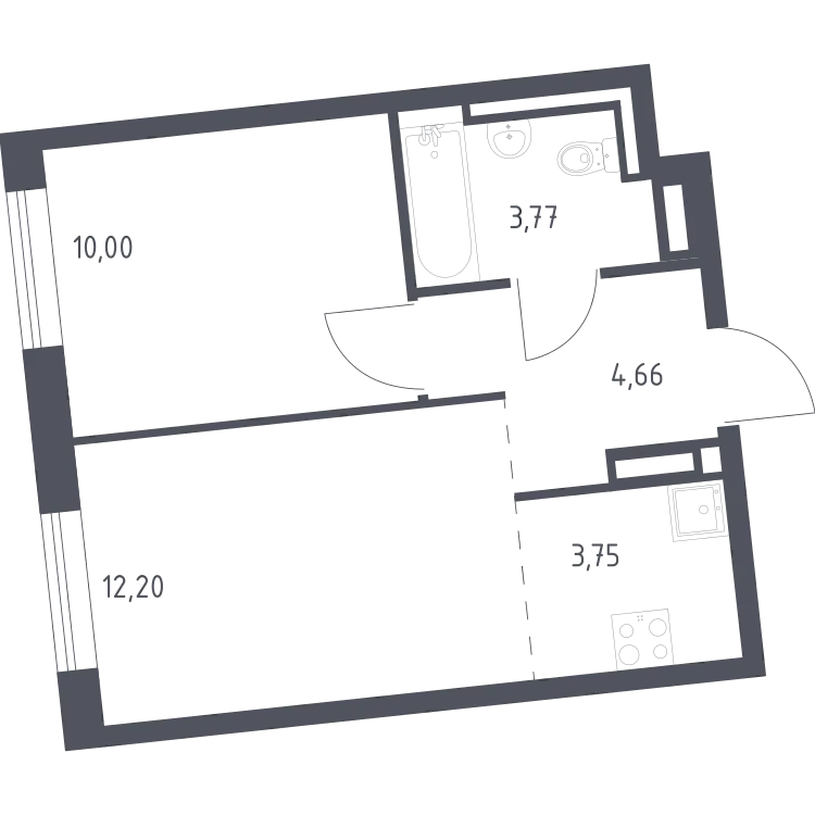 Продается 1-комнатная квартира, 34,4 м² - Фото 2