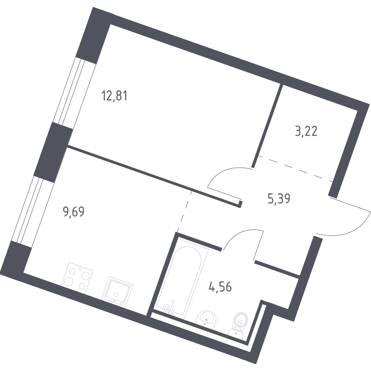 Продается 1-комнатная квартира, 35,7 м² - Фото 2