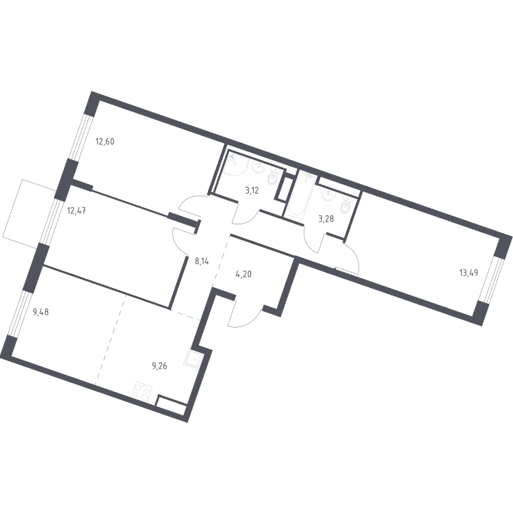 Продается 3-комнатная квартира, 76 м² - Фото 2