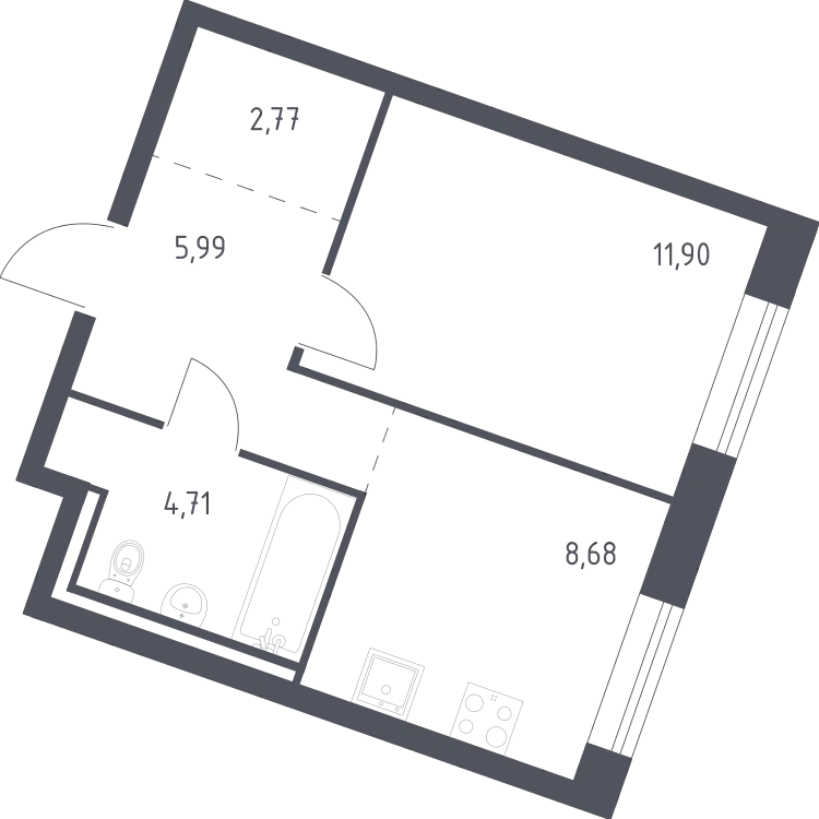 Продается 1-комнатная квартира, 34,1 м² - Фото 2