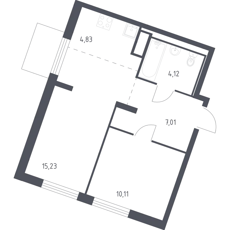 Продается 1-комнатная квартира, 41,3 м² - Фото 2