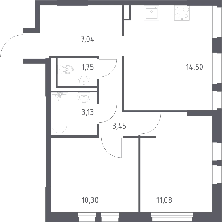 Продается 2-комнатная квартира, 51,3 м² - Фото 3