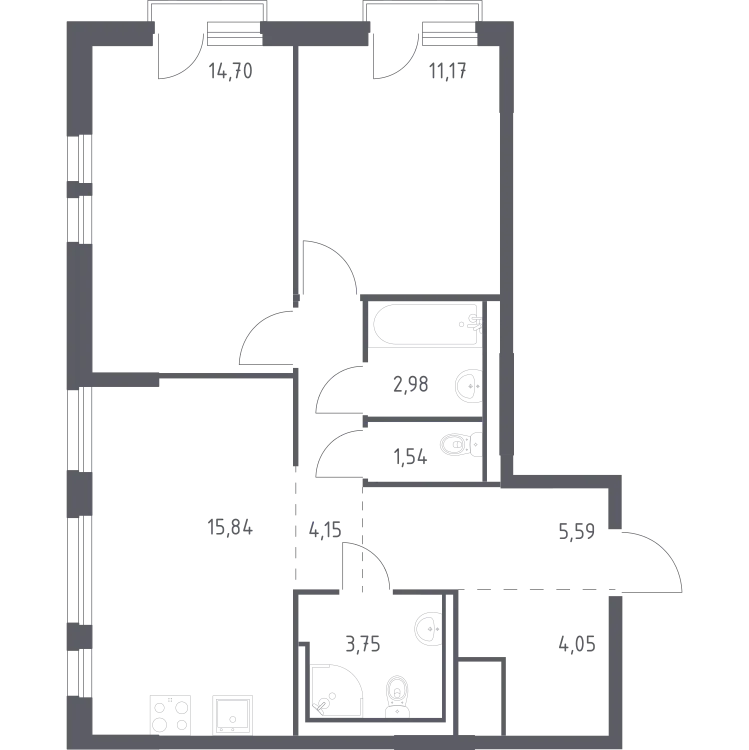 Продается 2-комнатная квартира, 63,8 м² - Фото 3
