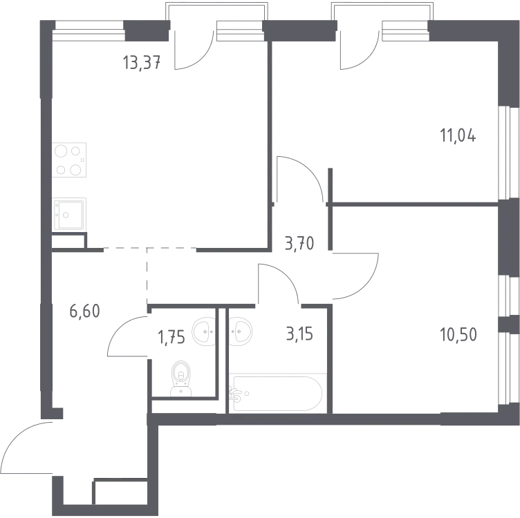 Продается 2-комнатная квартира, 50,1 м² - Фото 2