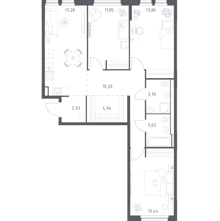Продается 3-комнатная квартира, 81,8 м² - Фото 2