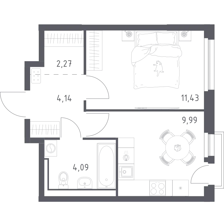 Продается 1-комнатная квартира, 31,9 м² - Фото 3