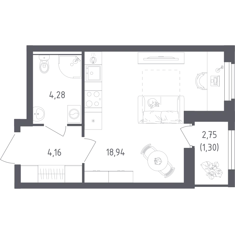 Продается студия, 28,7 м² - Фото 2