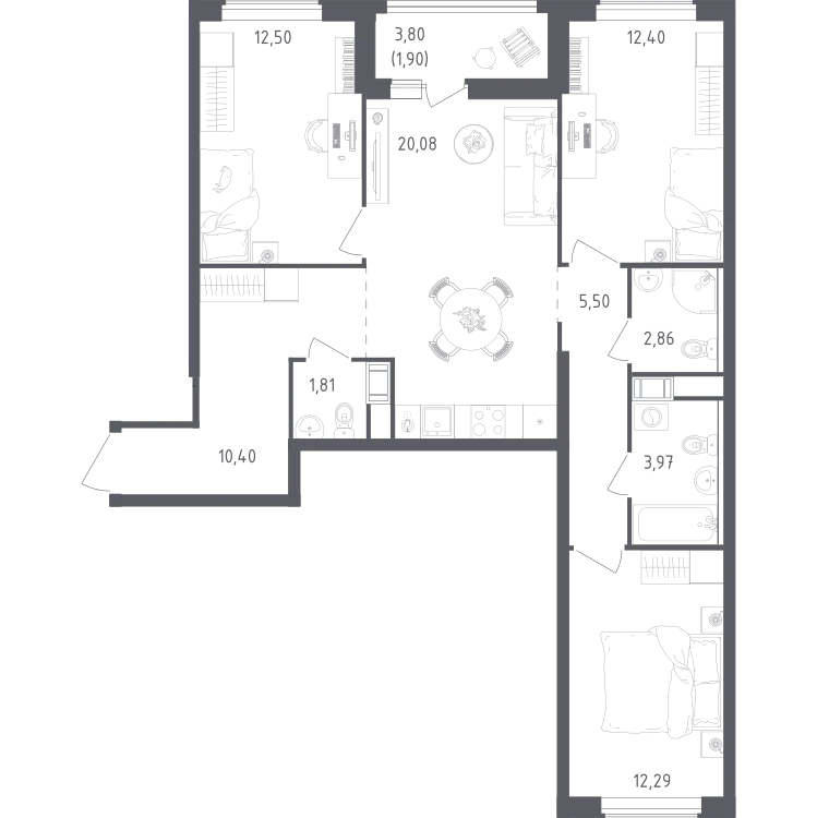 Продается 3-комнатная квартира, 83,7 м² - Фото 2