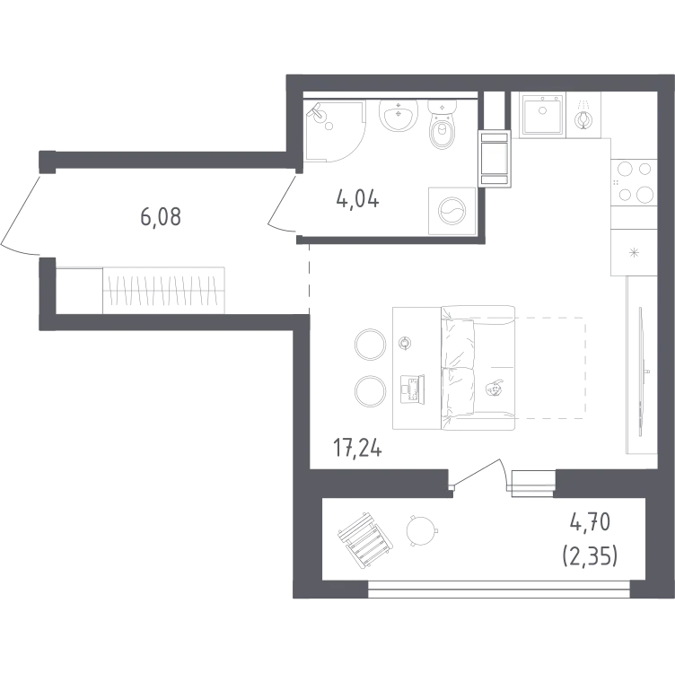 Продается студия, 29,7 м² - Фото 2