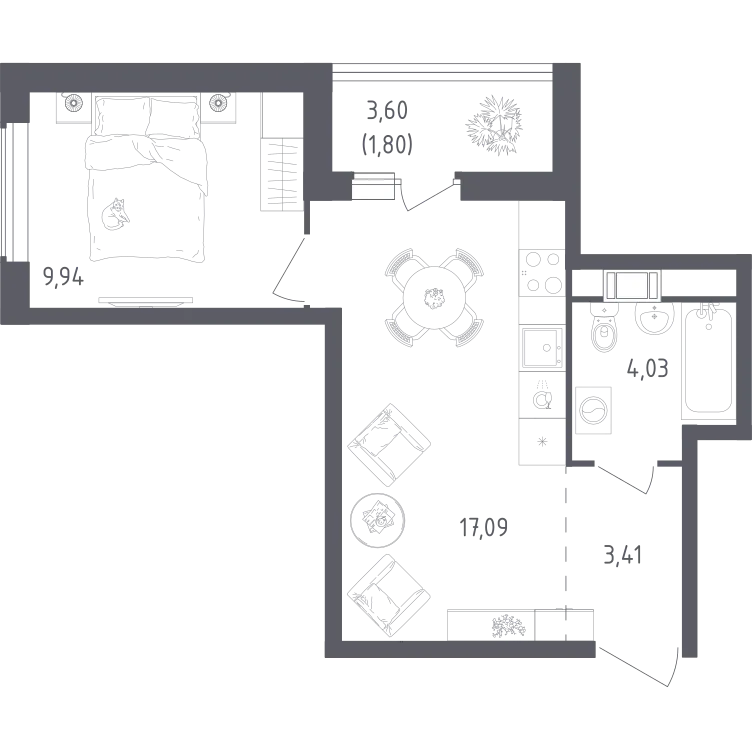 Продается 1-комнатная квартира, 36,3 м² - Фото 2