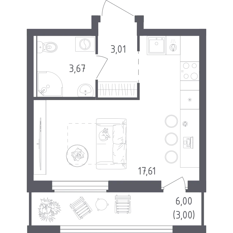 Продается студия, 27,3 м² - Фото 2