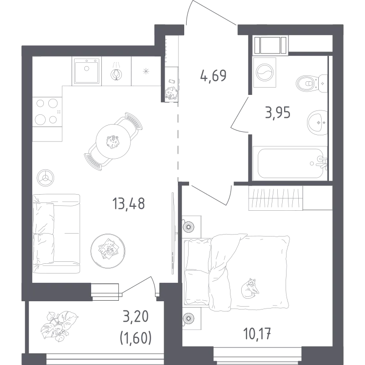 Продается 1-комнатная квартира, 33,9 м² - Фото 2
