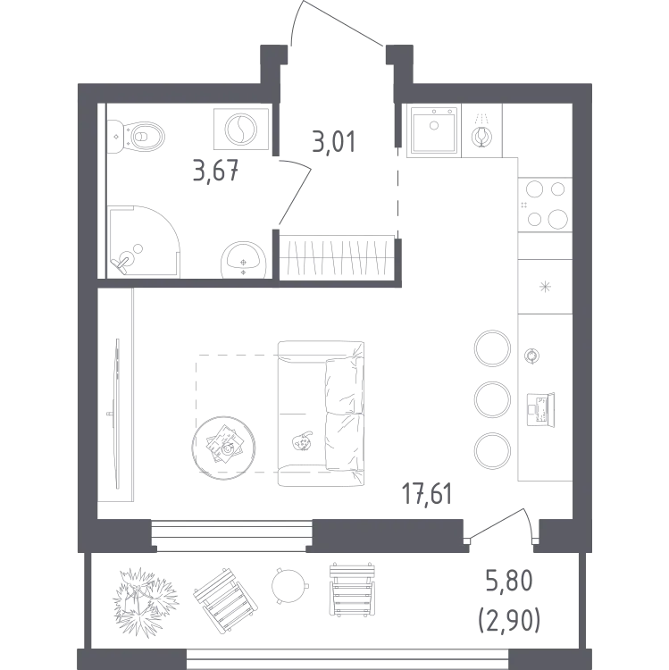 Продается студия, 27,2 м² - Фото 2