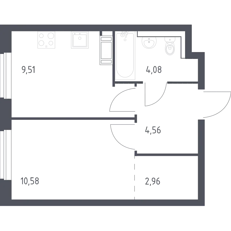 Продается 1-комнатная квартира, 31,7 м² - Фото 2