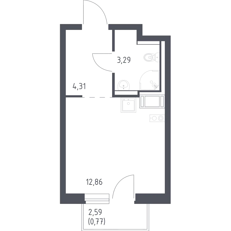 Продается студия, 21,2 м² - Фото 2
