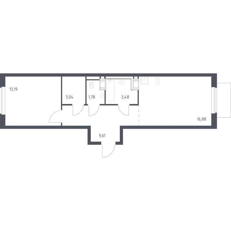 Продается 1-комнатная квартира, 48 м² - Фото 2